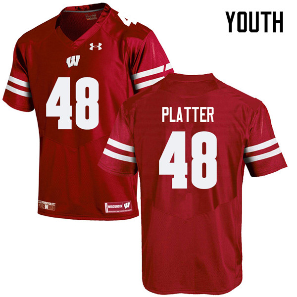 Youth #48 Mason Platter Wisconsin Badgers College Football Jerseys Sale-Red - Click Image to Close